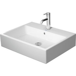 VERO AIR #235060 wastafel 600mm wit met kraangat met overloop geslepen onderzijde