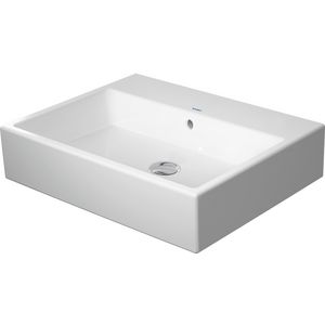 VERO AIR #235060 wastafel 600mm wit zonder kraangat met overloop geslepen onderzijde