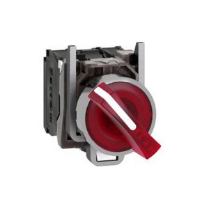 Keuzeschakelaar 2 standen Verlicht 22mm 24V 1NO + 1NC Rood