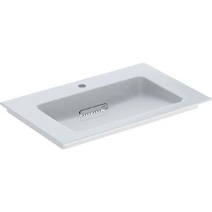 Meubelwastafel afleg L/R 75x48cm afvoer horizontaal met kraangat gecentreerd wit Keratect ONE incl. sifon