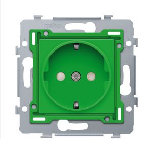 Stopcontact randaarde en besch.afsl. sokkel insteek green