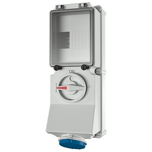 Wandcontactdoos 16A 3-polig  6H 230V IP44 + rail 7213