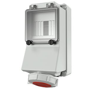 Wandcontactdoos 16A 4-polig 6H 400V IP67 + rail