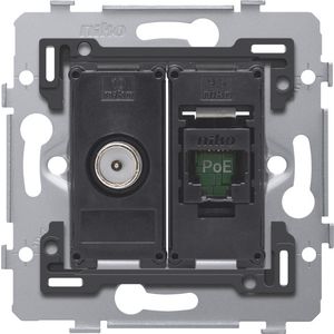 Combinatie coax met RJ45-aansl. UTP Cat. 5E PoE++ vlak
