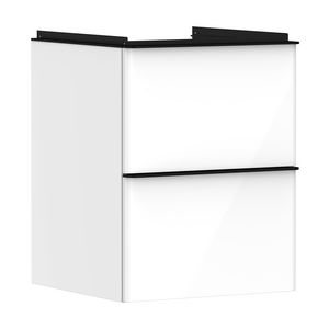 Onderkast wit hoogglans 480x475mm 2x la tbv fontein greepkleur mat zwart Xelu Q 54019670