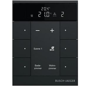 HVAC-sens-Slave KNX ClimaEco Mat zwart 6f CE 2CKA006330A0034