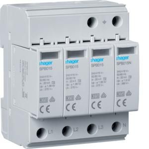 Overspanningsbeveiliging T2 4P 40 kA TT/TNS met indicator