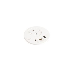 Wandcontactdoos wit + USB + RJ45+snoer L2m. Disq80