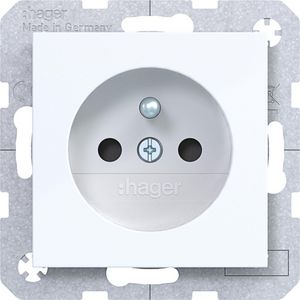 Wandcontactdoos aardpen Safety Plus steekkl. A.x/C.x wit gla