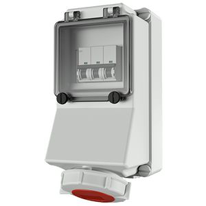 Wandcontactdoos 16A 5-polig  6H 400V IP67 + autom.