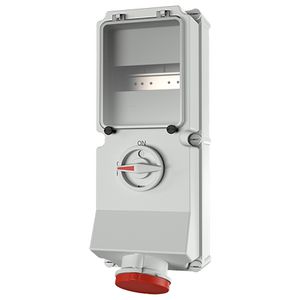 Wandcontactdoos 63A 4-polig  6H 400V IP44 + rail