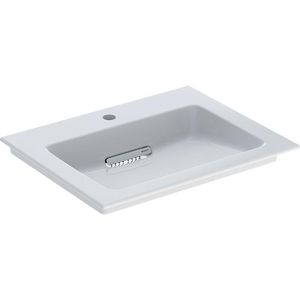 Meubelwastafel afleg L/R 60x48cm afvoer horizontaal met kraangat gecentreerd wit Keratect ONE incl. sifon