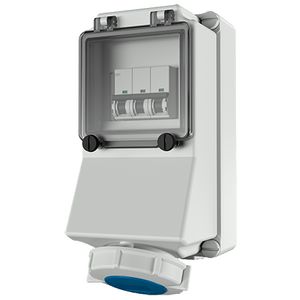 Wandcontactdoos 16A 3-polig  6H 230V IP67 + autom.