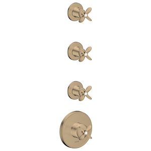 AXOR Archivio afbouwdeel thermostaatmodule inbouw voor 3 functies met kruisgrepen Brushed Bronze