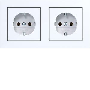 Dubbele SCHUKO-wandcontactdoos afdekraam bedr. stk.kl. A.1 w