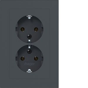 Dubbele SCHUKO-wandcontactdoos vlak A.1 antraciet