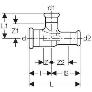 T-koppeling verlopend MAPRESS C-STAAL 18x18x15mm