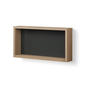 Opbergbox Wooden 600x300mm massief eik old grey achterplaat mat zwart