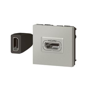 Contactdoos HDMI voorbekabeld 2 modulen ALU Mosaic