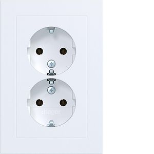 Dubbele SCHUKO-wandcontactdoos vlak A.1 lichtwit mat