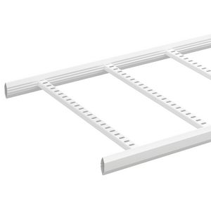 Lengte a 3m. Kabelladder gesl. zijprofiel 55x600mm zinkpox wit RAL9010