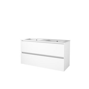 Set START-46 onderkast ice white 120cm greeploos 2x la porselein wastafel 2x kraangat (S46GL1202PIW)