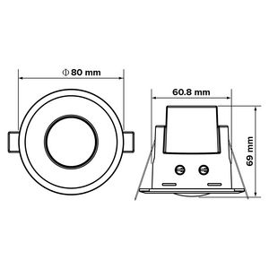Aanwezigheiddetector plafond PIR 230V 2000W 7M 40m² Zwart