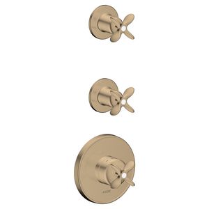 AXOR Archivio afbouwdeel thermostaatmodule inbouw voor twee functies met kruisgrepen Brushed Bronze