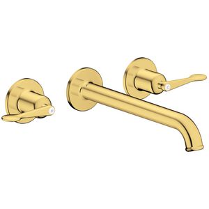AXOR Archivio 3-gats afbouwdeel wandkraan met uitloop 220mm en rechte grepen Polished Gold Optic