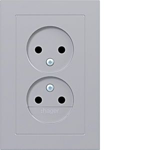 Dubbele wandcontactdoos ongeaard vlak A.1 titaan