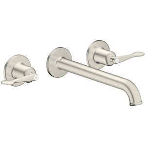 AXOR Archivio 3-gats afbouwdeel wandkraan met uitloop 220mm en rechte grepen RVS-look