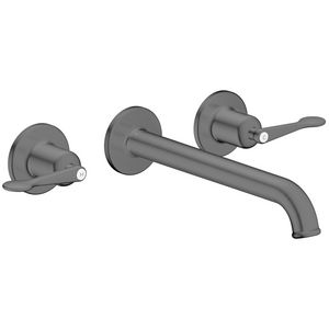 AXOR Archivio 3-gats afbouwdeel wandkraan met uitloop 220mm en rechte grepen Brushed Black Chrome
