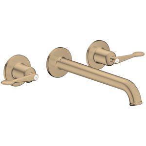 AXOR Archivio 3-gats afbouwdeel wandkraan met uitloop 220mm en rechte grepen Brushed Bronze