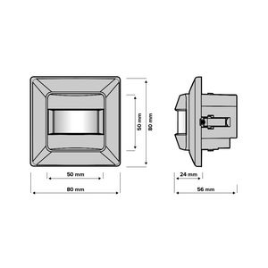 Muur bewegingsmelder LED 5-100W 180gr. 2-draads 50x50/55x55