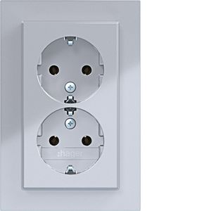 Dubbele SCHUKO-wandcontactdoos hoog A.1 titaan