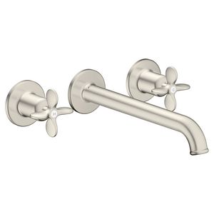AXOR Archivio 3-gats afbouwdeel wandkraan met uitloop 220mm en kruisgrepen RVS-look