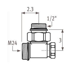 Retourventiel M24 90gr. 2-pijpssysteem