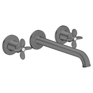 AXOR Archivio 3-gats afbouwdeel wandkraan met uitloop 220mm en kruisgrepen Brushed Black Chrome