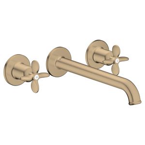 AXOR Archivio 3-gats afbouwdeel wandkraan met uitloop 220mm en kruisgrepen Brushed Bronze