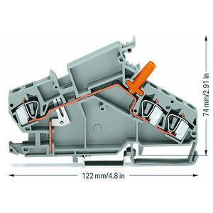 3-draads rijgklem 6mm² bev. testbus grijs 282-865 VVE=20