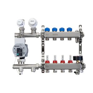 Stadsverwarmingverdeler 10-groeps bovenaansluiting incl. flowmeters