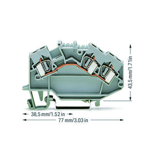 3-draads rijgklem 4mm² Markering in het midden grijs VVE=50