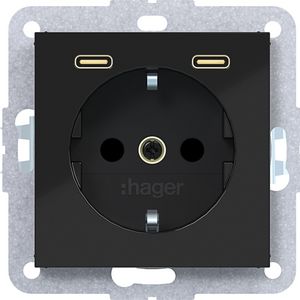 SCHUKO-wandcontactdoos met randaarde 2 x USB C (PD) A.x/C.x