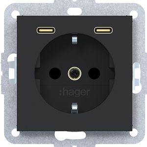 SCHUKO-wandcontactdoos met randaarde 2 x USB C (PD) A.x/C.x