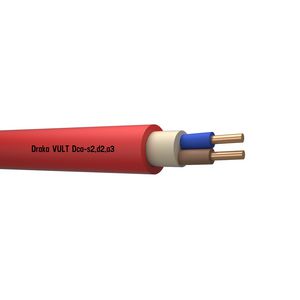 Haspel a 500m. installatiekabel VULT YMvK Dca BM 0,6/1kV rode buitenmantel  2x1,5mm² (blauw - bruin)