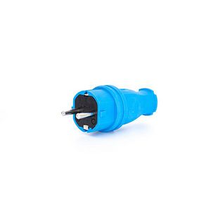 Geaarde stekker power Solidstekker 16A rubber IP44 blauw