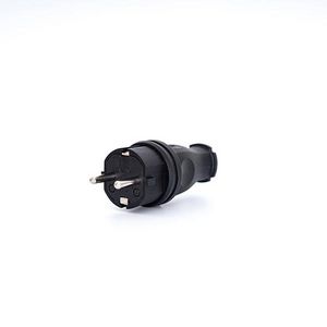 Geaarde stekker power Solidstekker 16A rubber IP44 zwart