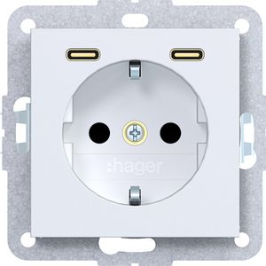SCHUKO-wandcontactdoos met randaarde 2 x USB C (PD) A.x/C.x