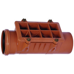 PVC manchet ontstoppingsstuk + klemdeksel 160mm SN4 bruin mof/spie