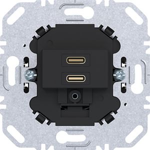 USB laadcontactdoos 2 x USB C (20W) nachtzwart mat